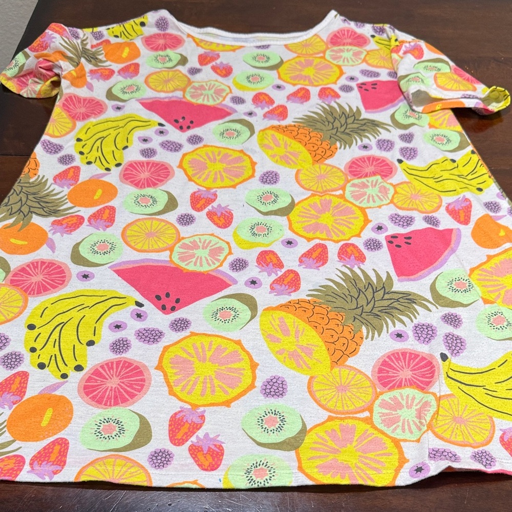 Kids Fruit-Print Short Sleeve Pajama Dress 💜🩶
